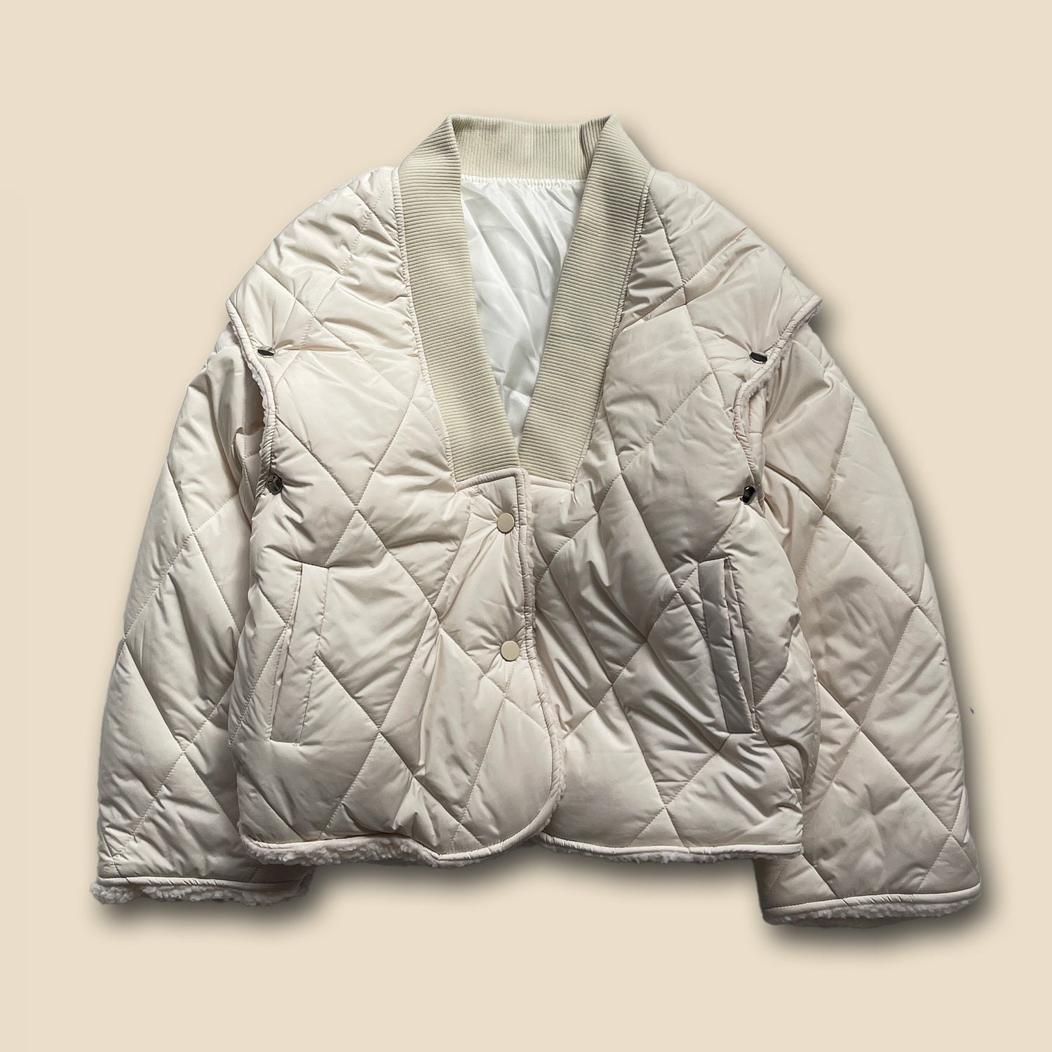 【SAMPLE】2way short quilting coat / white