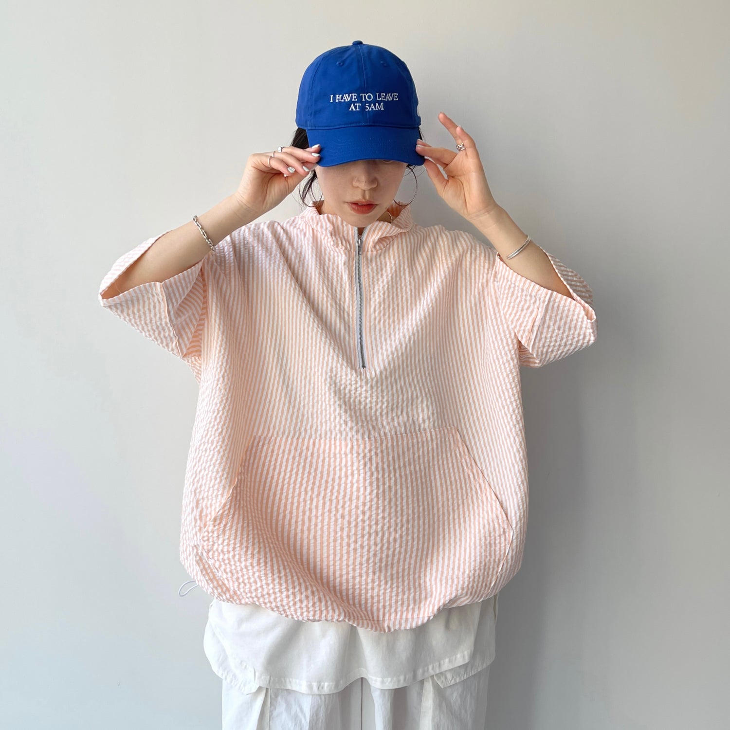 over size half zip holiday PO / blue