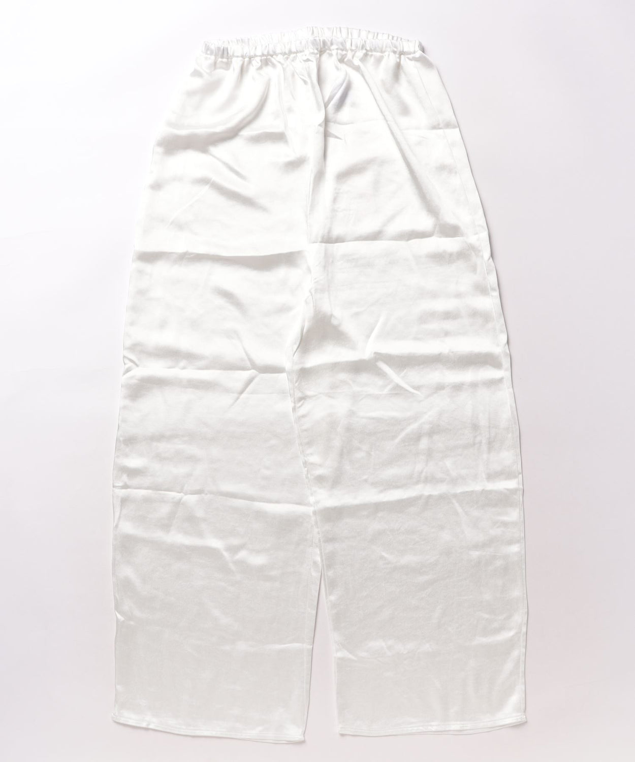 relax satin like pants / white