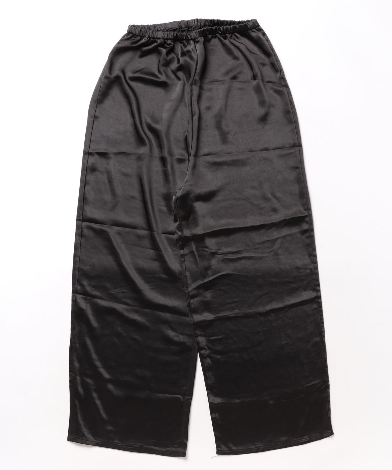 relax satin like pants / black