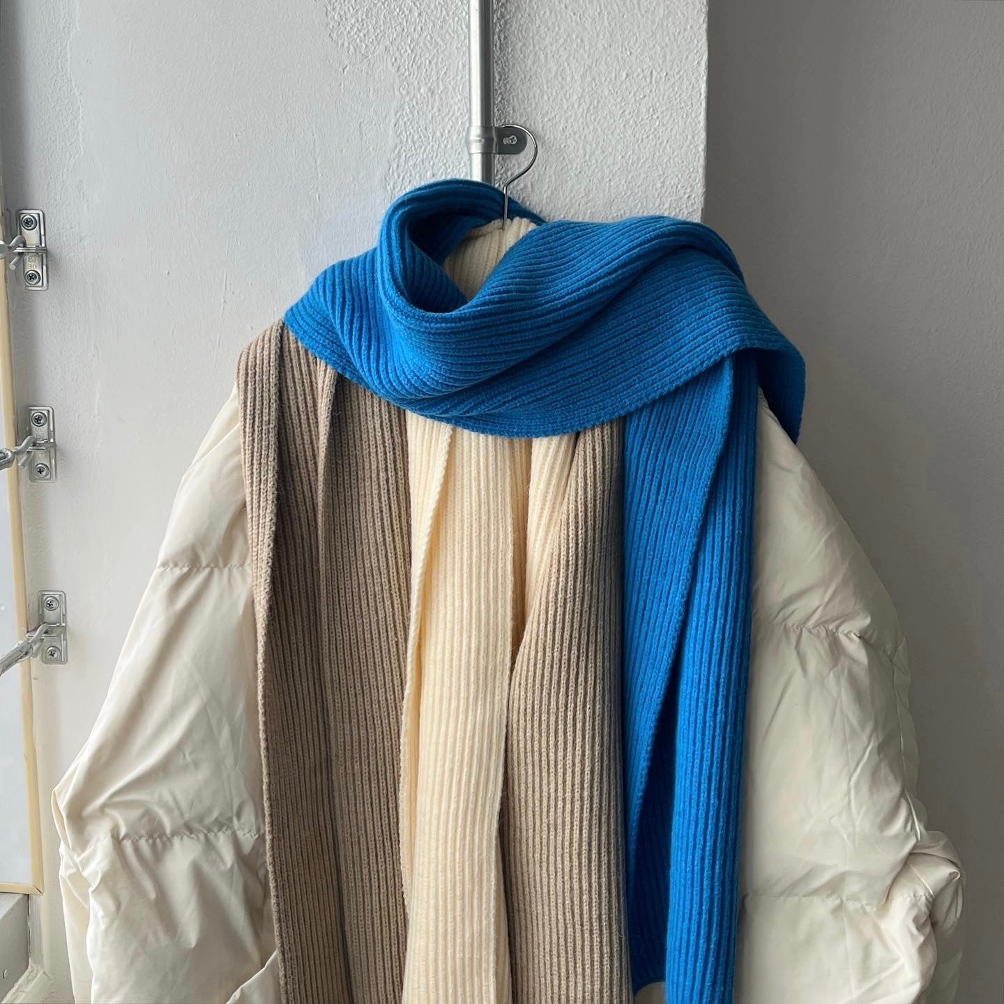 【SAMPLE】knit rib muffler / beige
