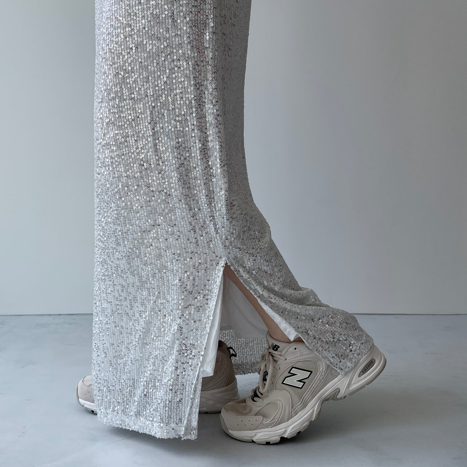 "GIRAGIRA" disco skirt / silver
