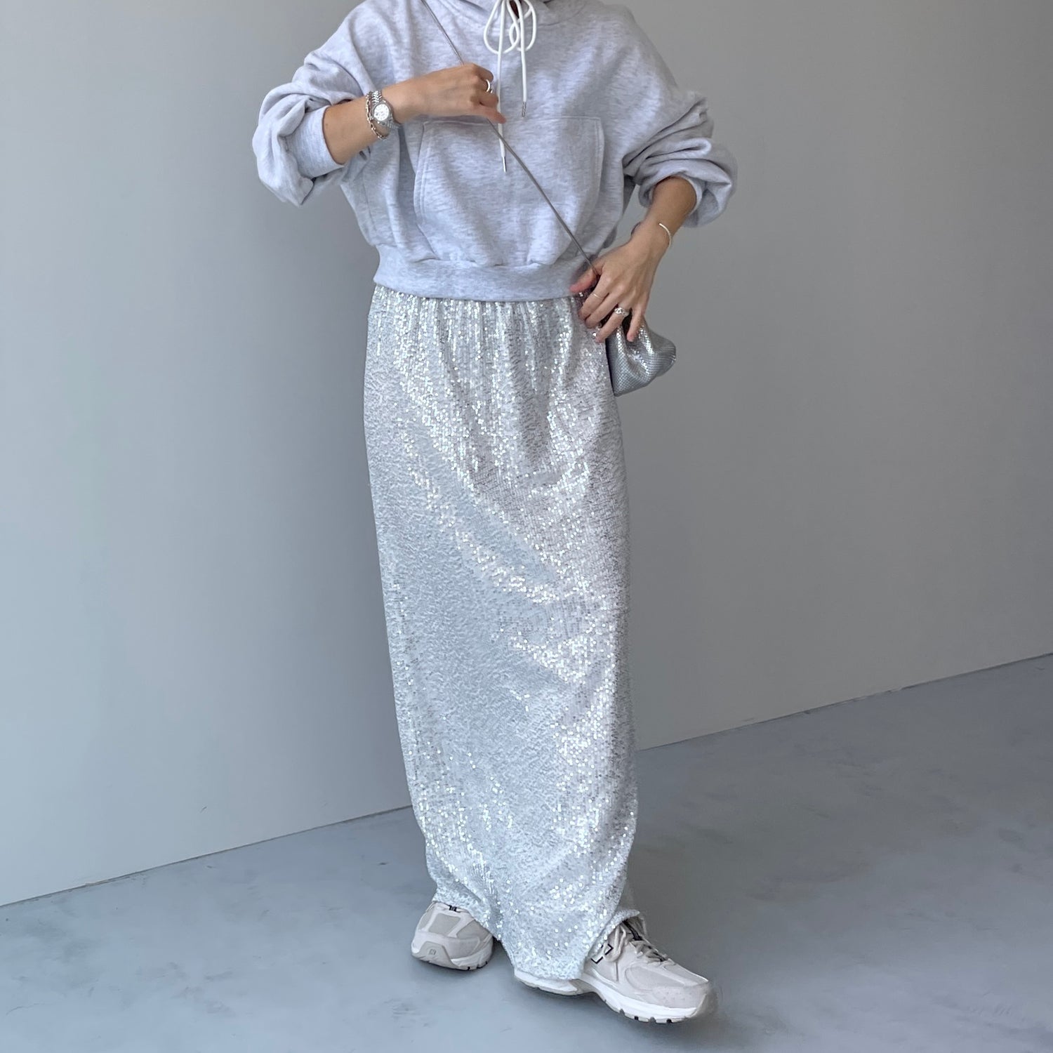 "GIRAGIRA" disco skirt / silver