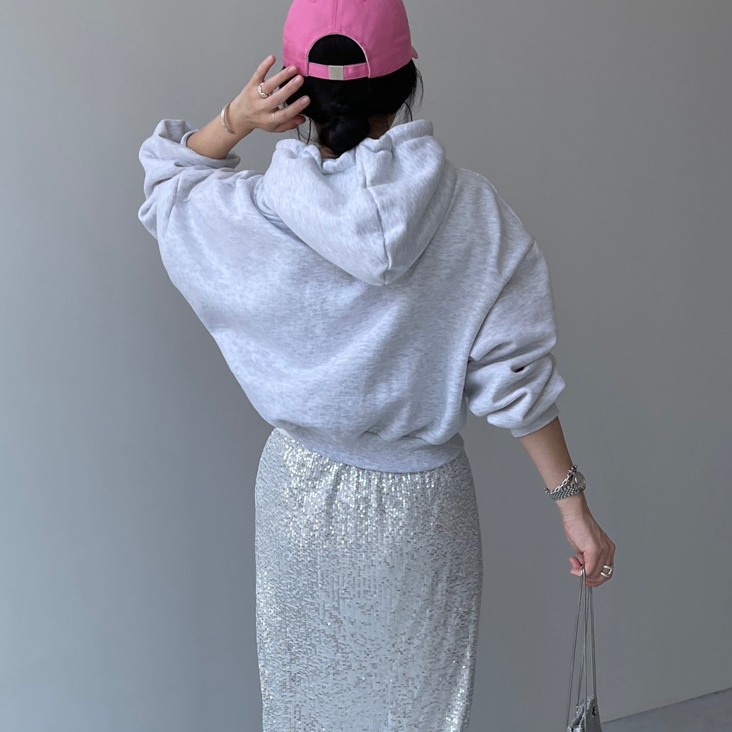 egg short hoodie / gray