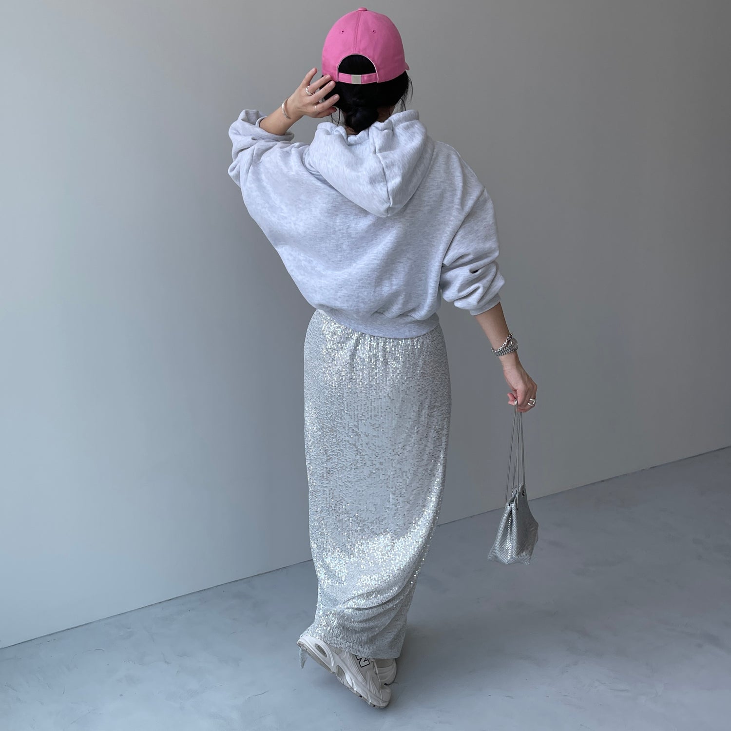 "GIRAGIRA" disco skirt / silver
