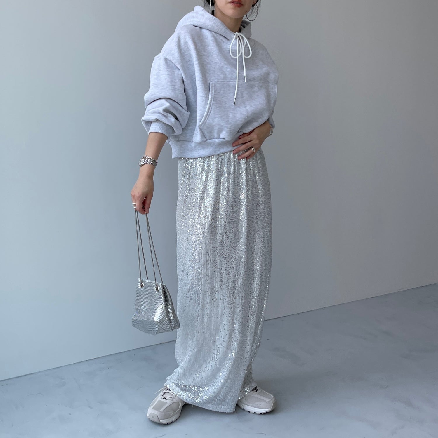 "GIRAGIRA" disco skirt / silver