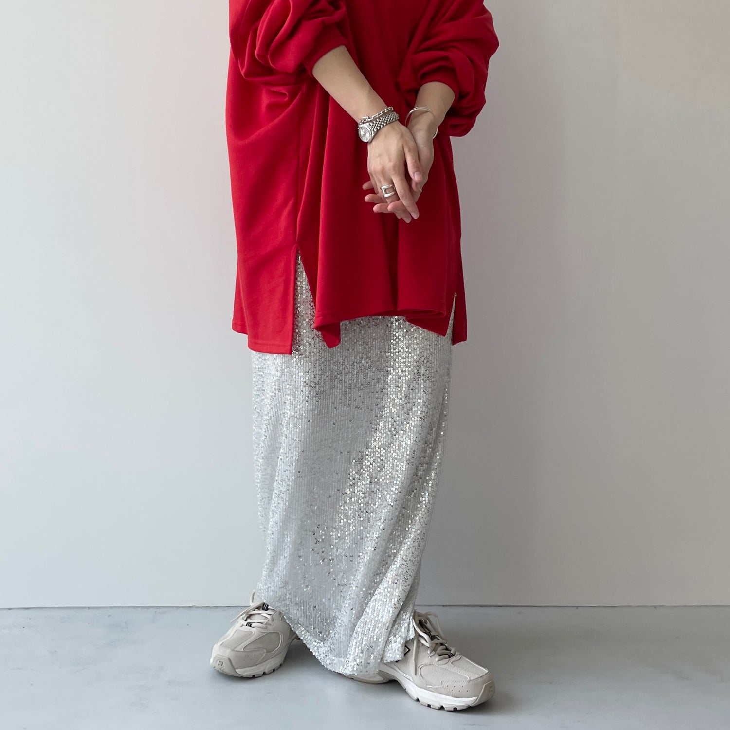 "GIRAGIRA" disco skirt / silver