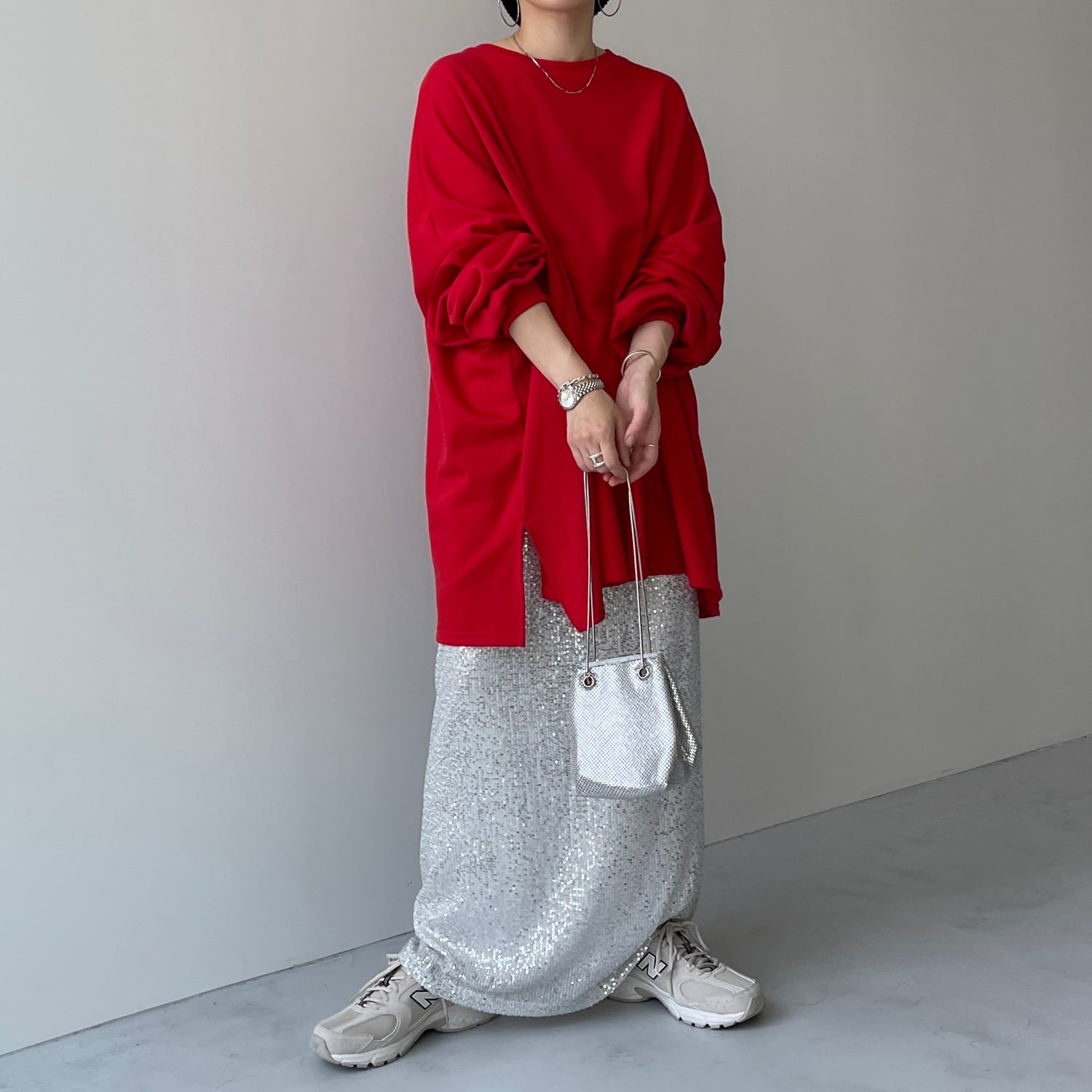 "GIRAGIRA" disco skirt / silver