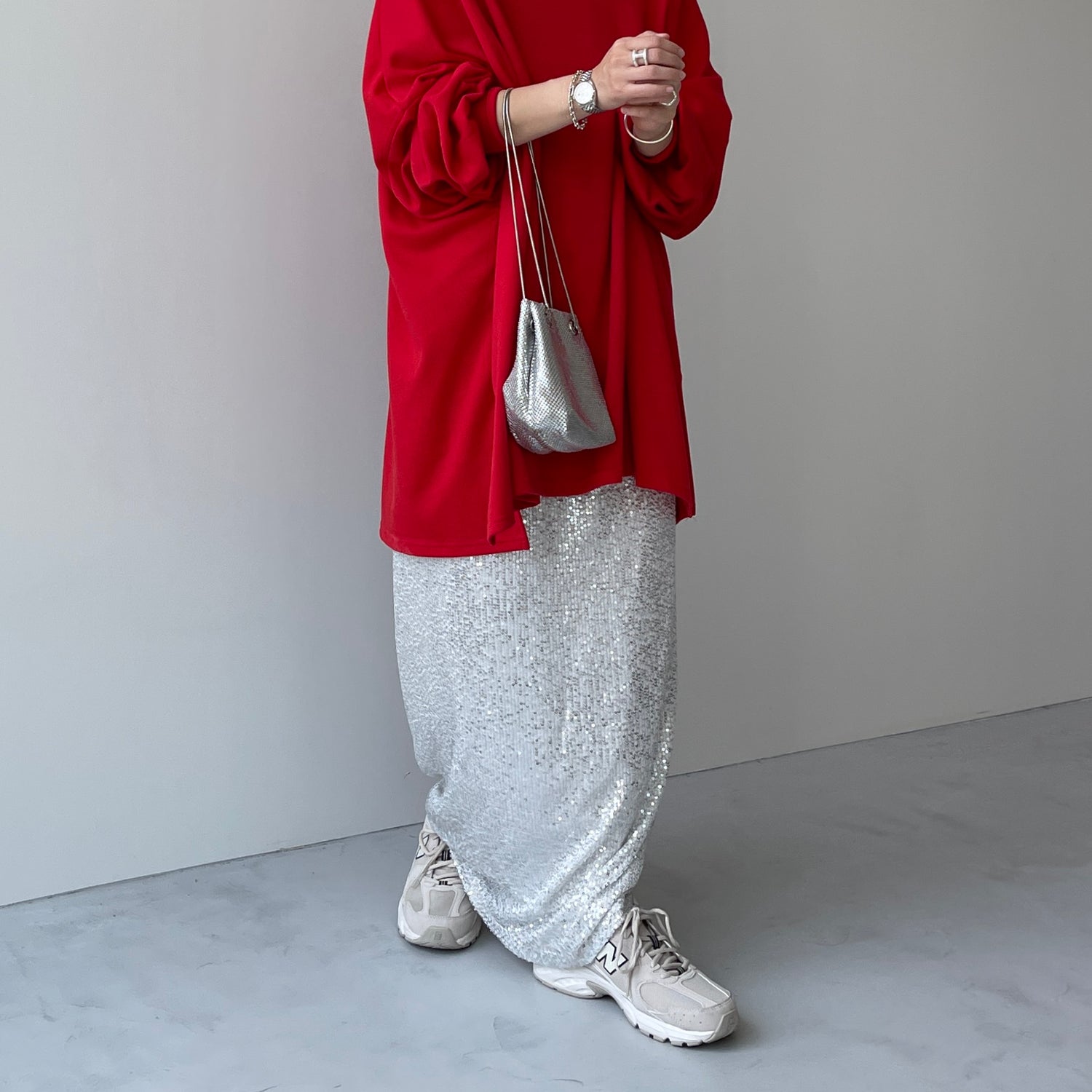 "GIRAGIRA" disco skirt / silver