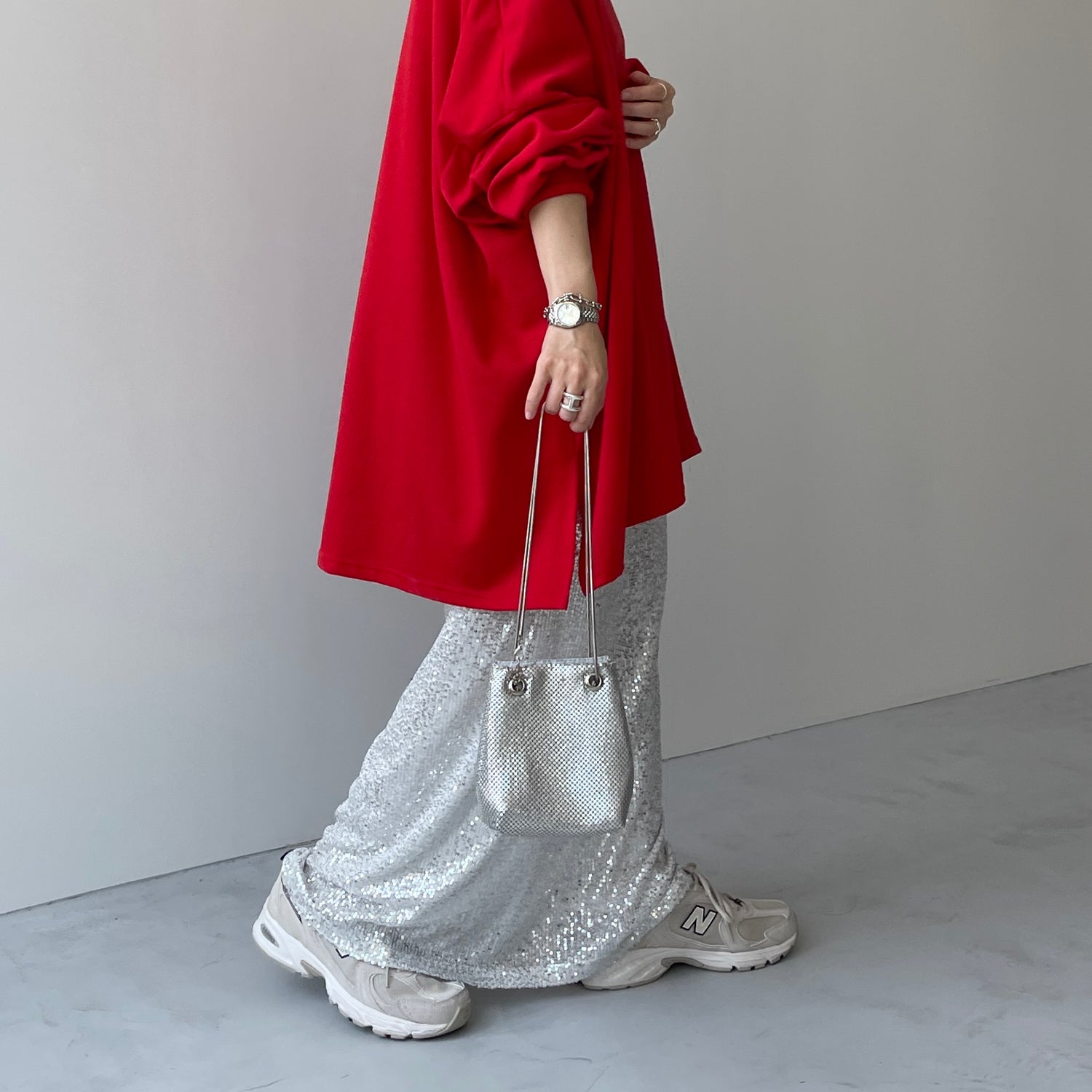 "GIRAGIRA" disco skirt / silver