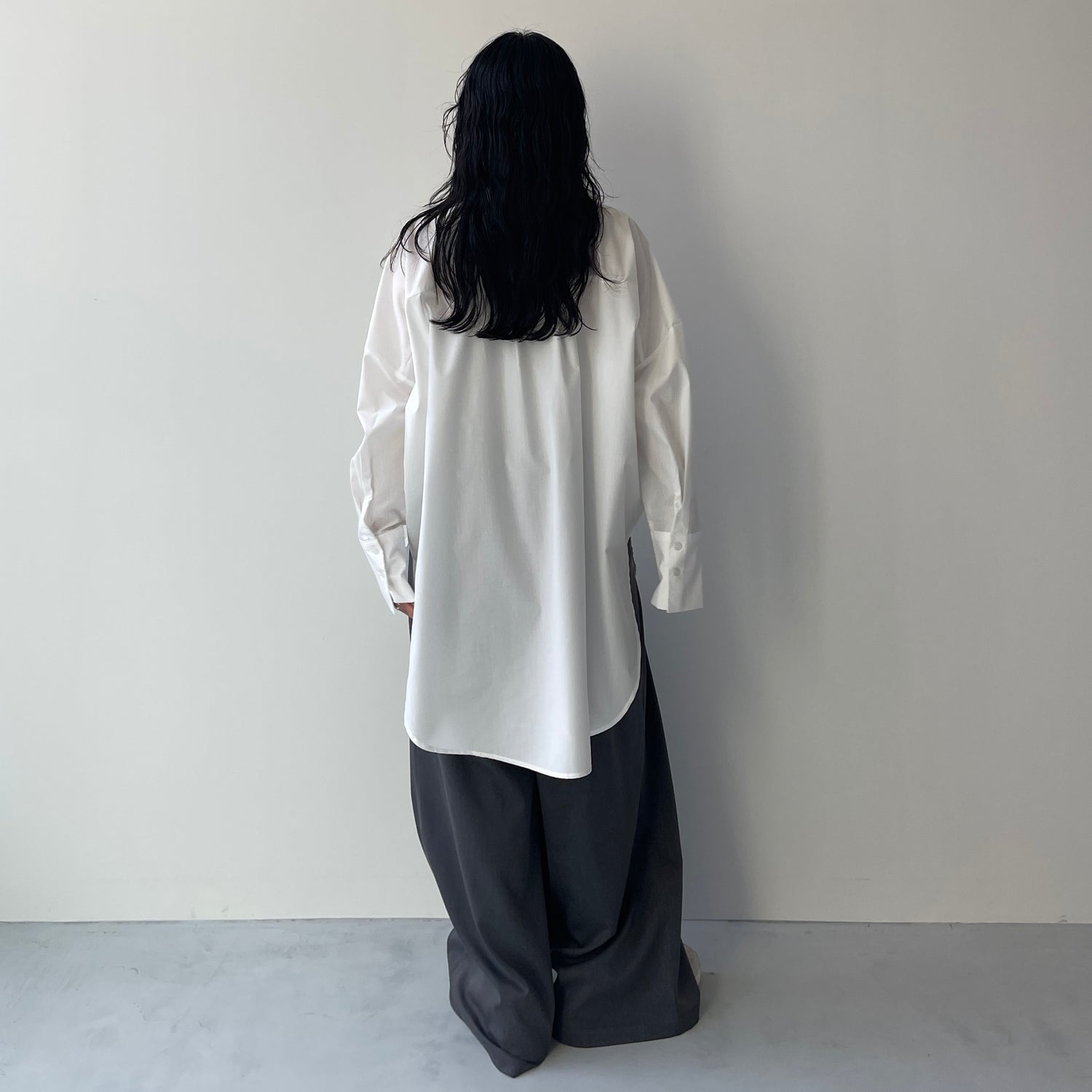 over size no collar mannish shirt / ivory