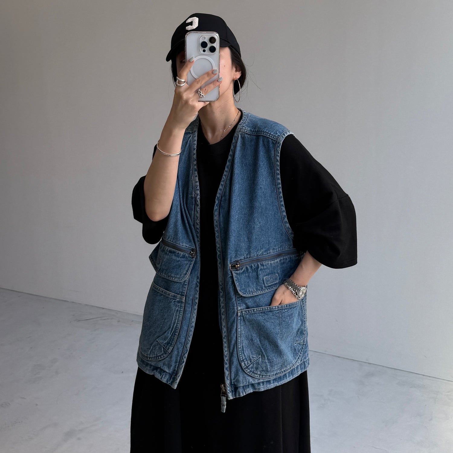 8 pockets BUDDY DENIM VEST / blue