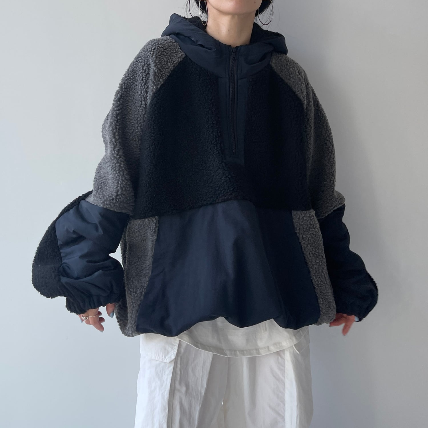 over size BOA hoodie blouson / navy