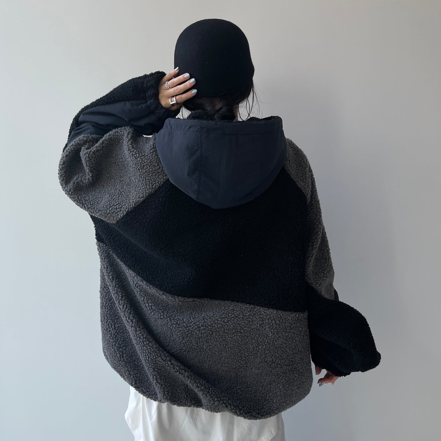 over size BOA hoodie blouson / navy