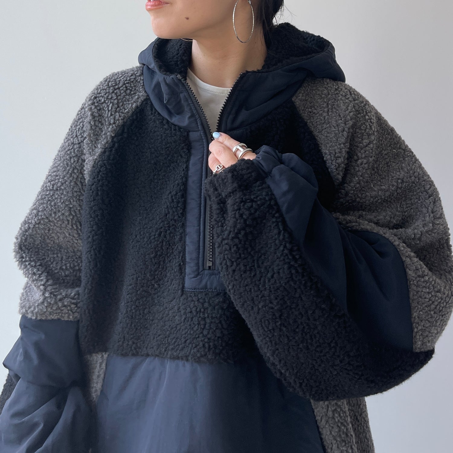 over size BOA hoodie blouson / navy