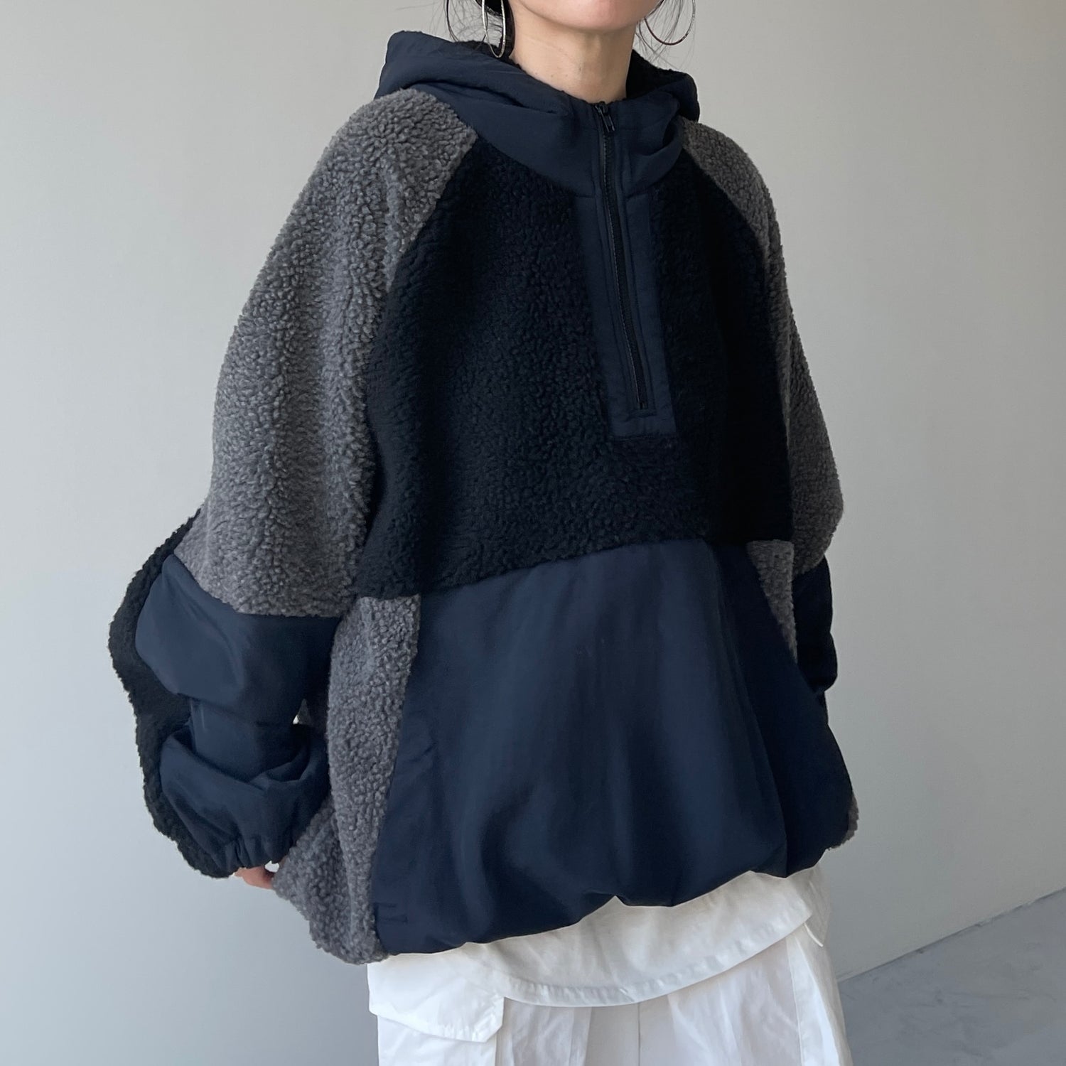 over size BOA hoodie blouson / navy