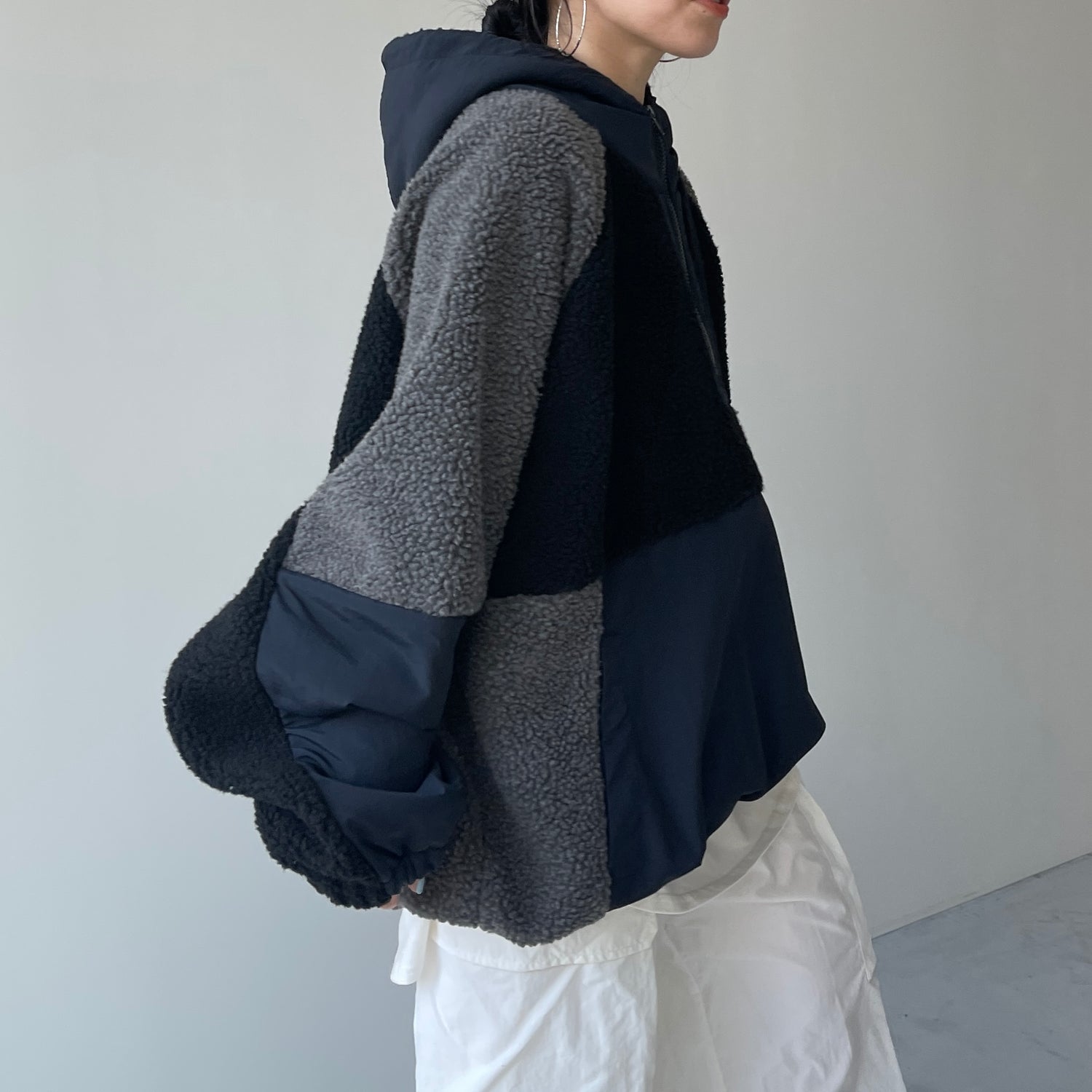 over size BOA hoodie blouson / navy