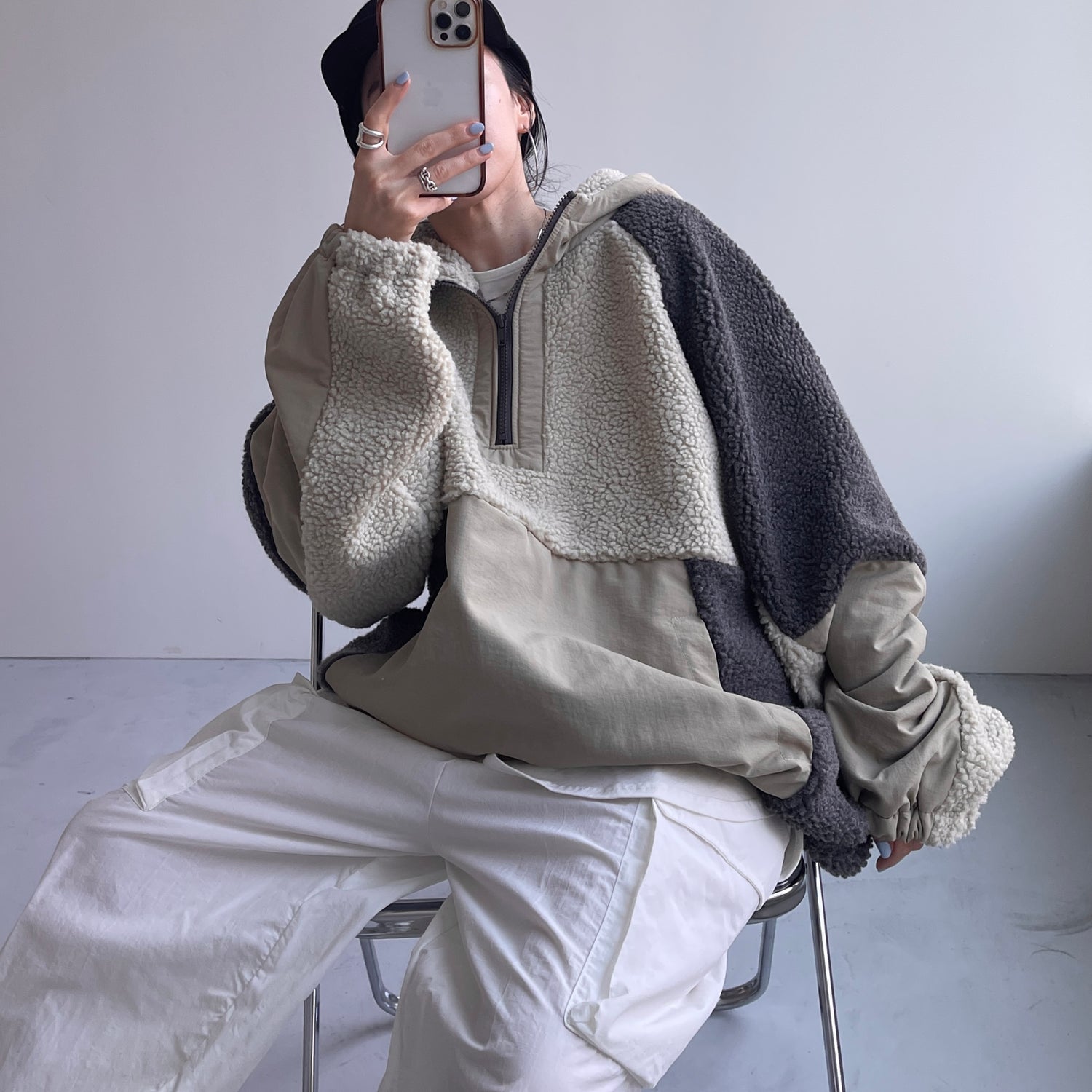 over size BOA hoodie blouson / beige