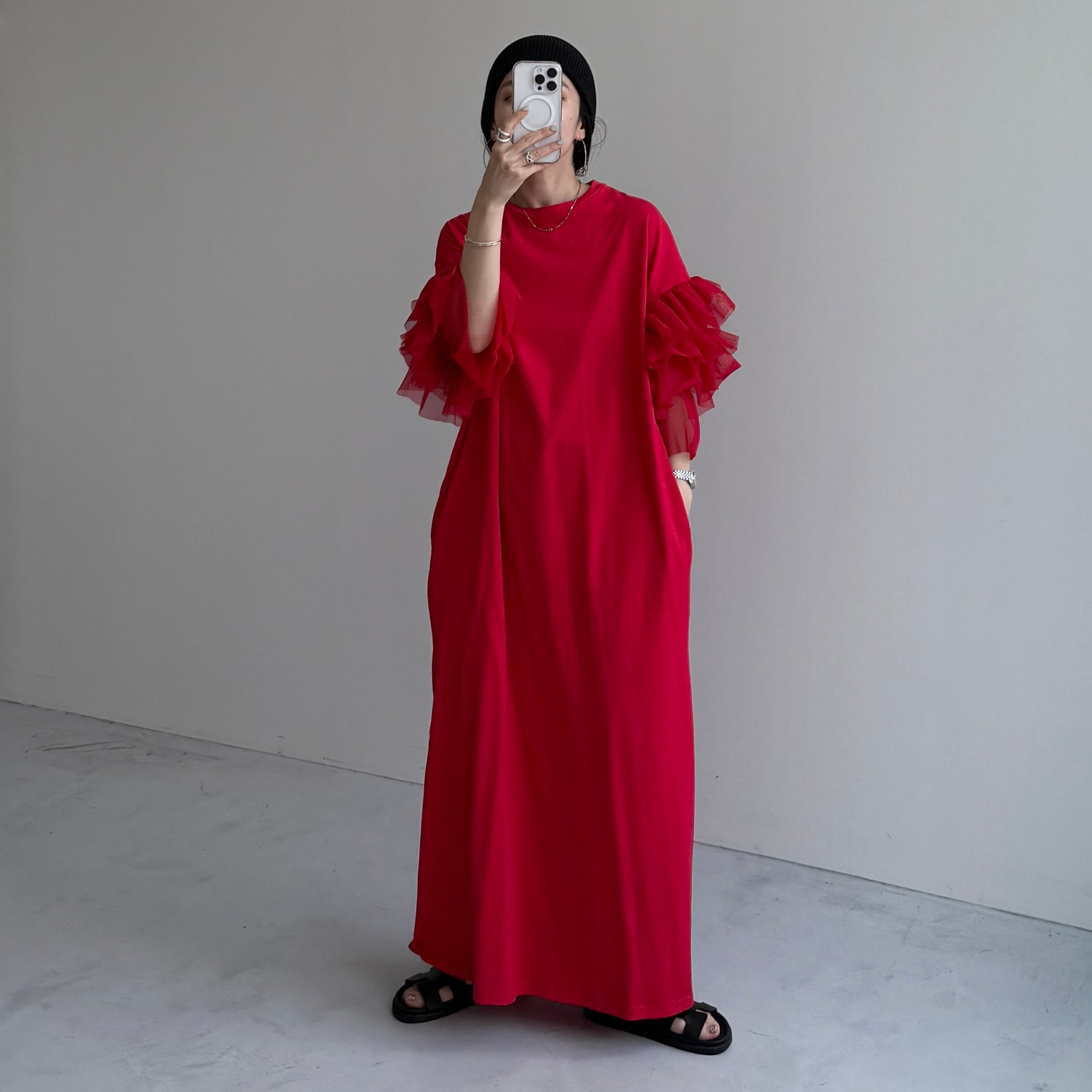 【SAMPLE】cheer frill one piece / red
