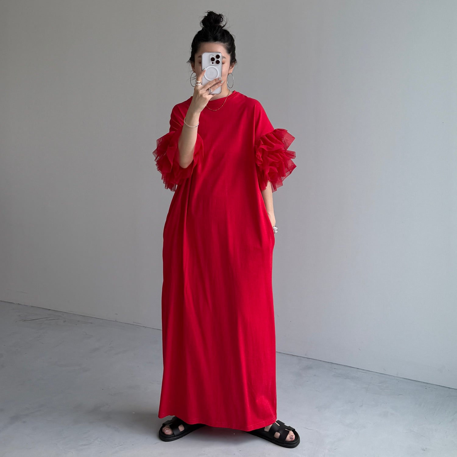 【SAMPLE】cheer frill one piece / red