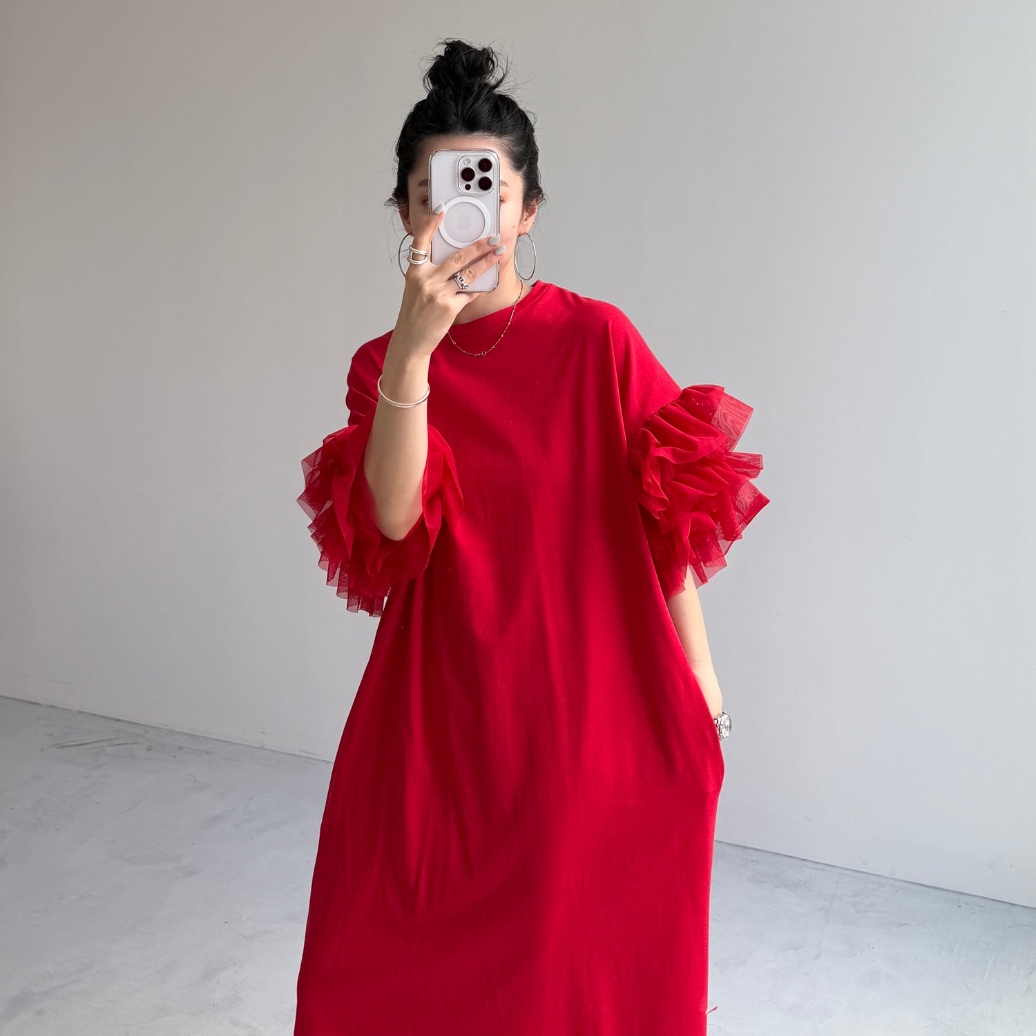 【SAMPLE】cheer frill one piece / red