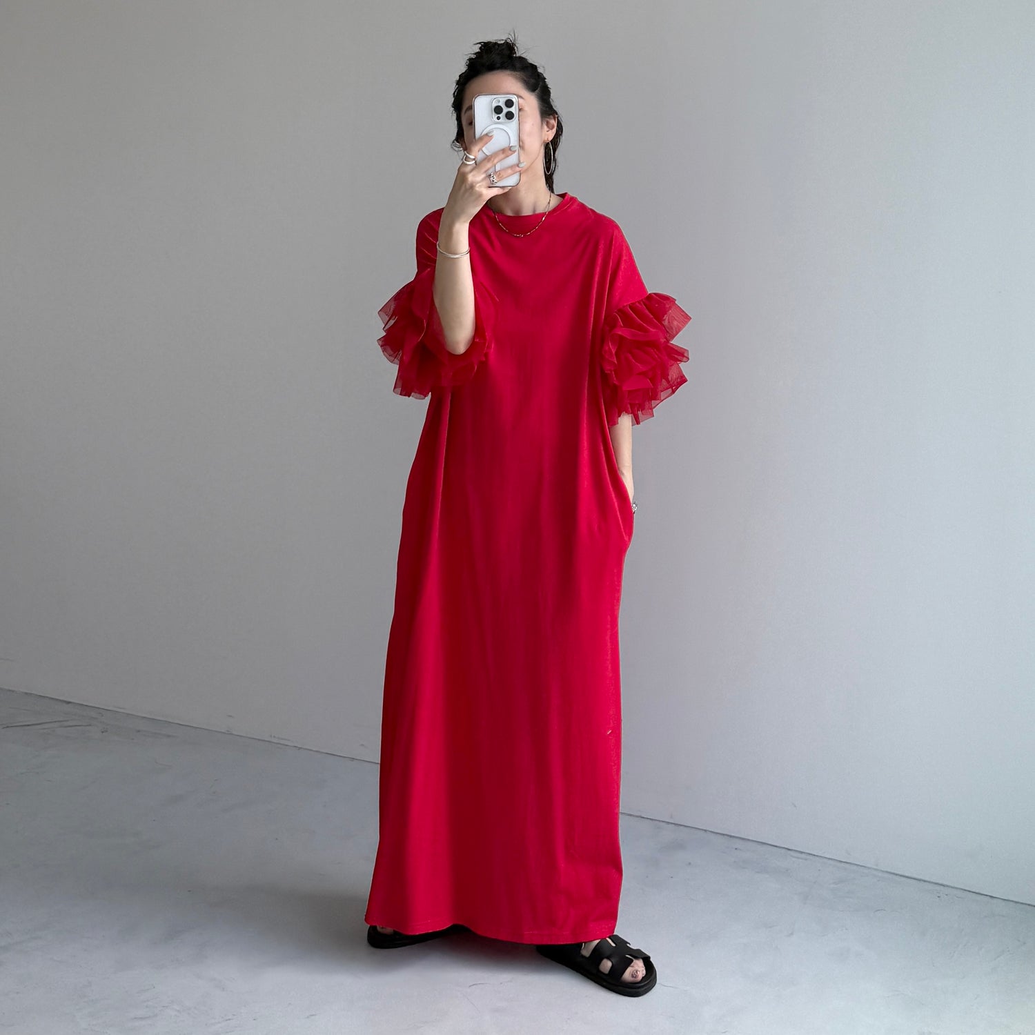 【SAMPLE】cheer frill one piece / red