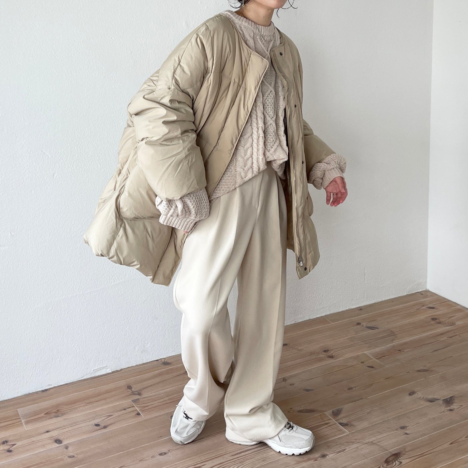 【SAMPLE】volume sleeve cable knit / ivory