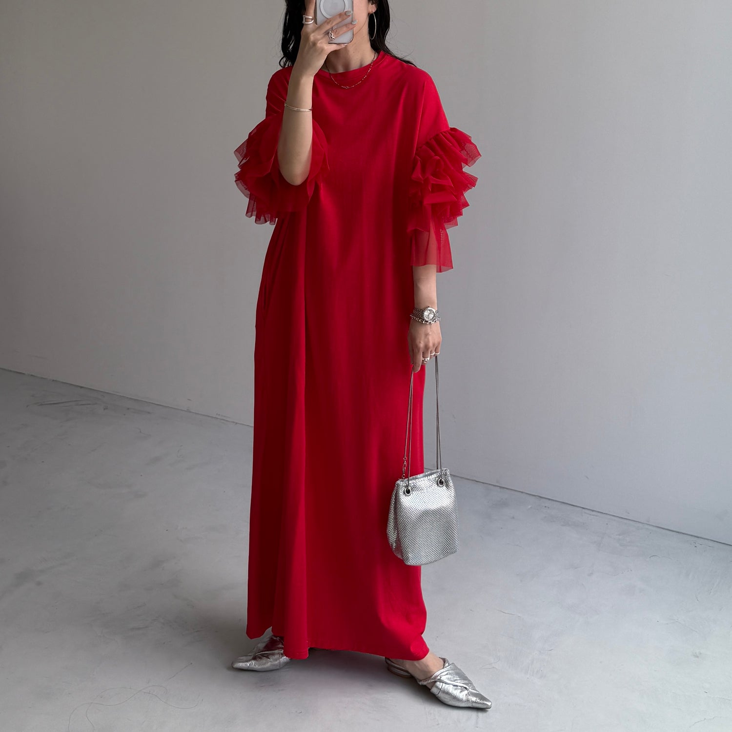 【SAMPLE】cheer frill one piece / red