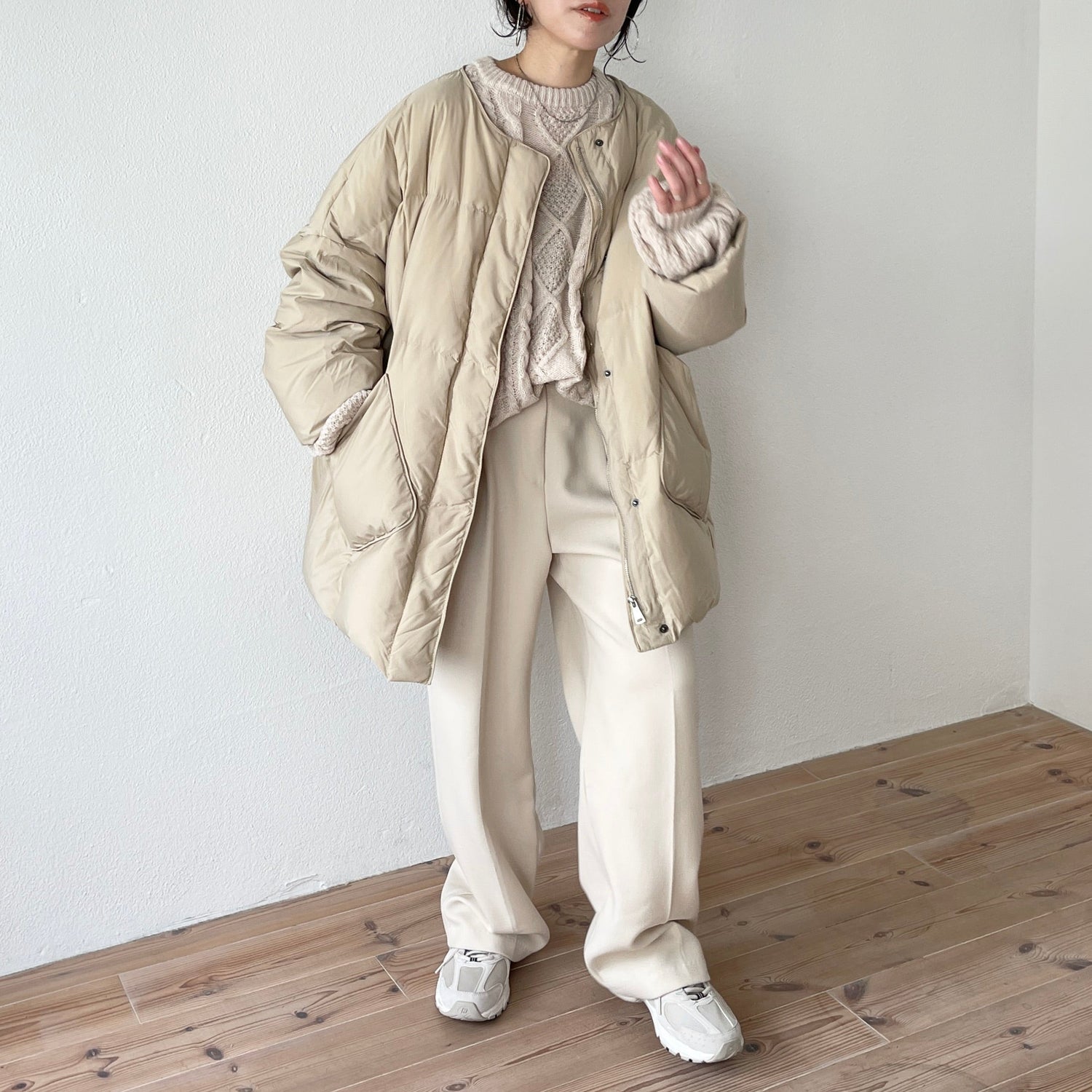 【SAMPLE】volume sleeve cable knit / ivory