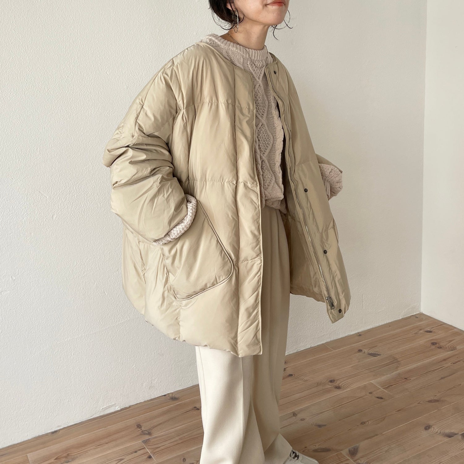 【SAMPLE】volume sleeve cable knit / ivory