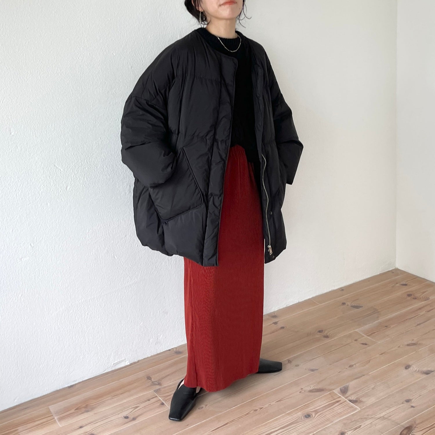 【SAMPLE】volume sleeve cable knit / black