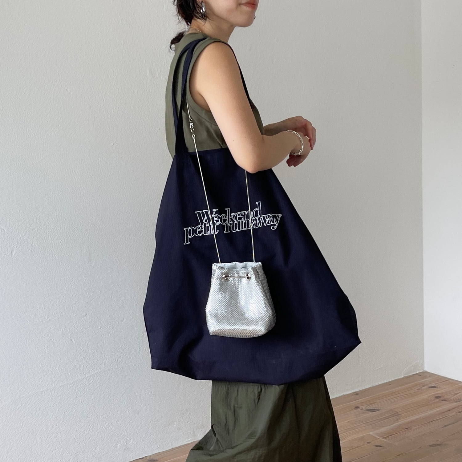glitter disco mini bag / silver