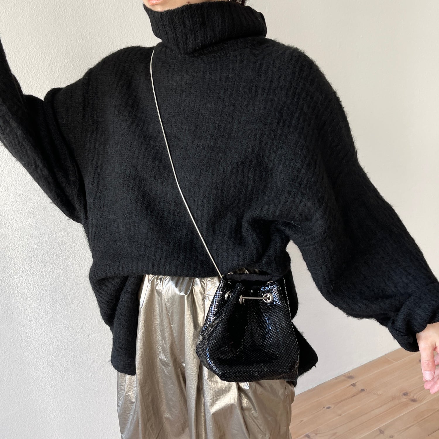 glitter disco mini bag / black