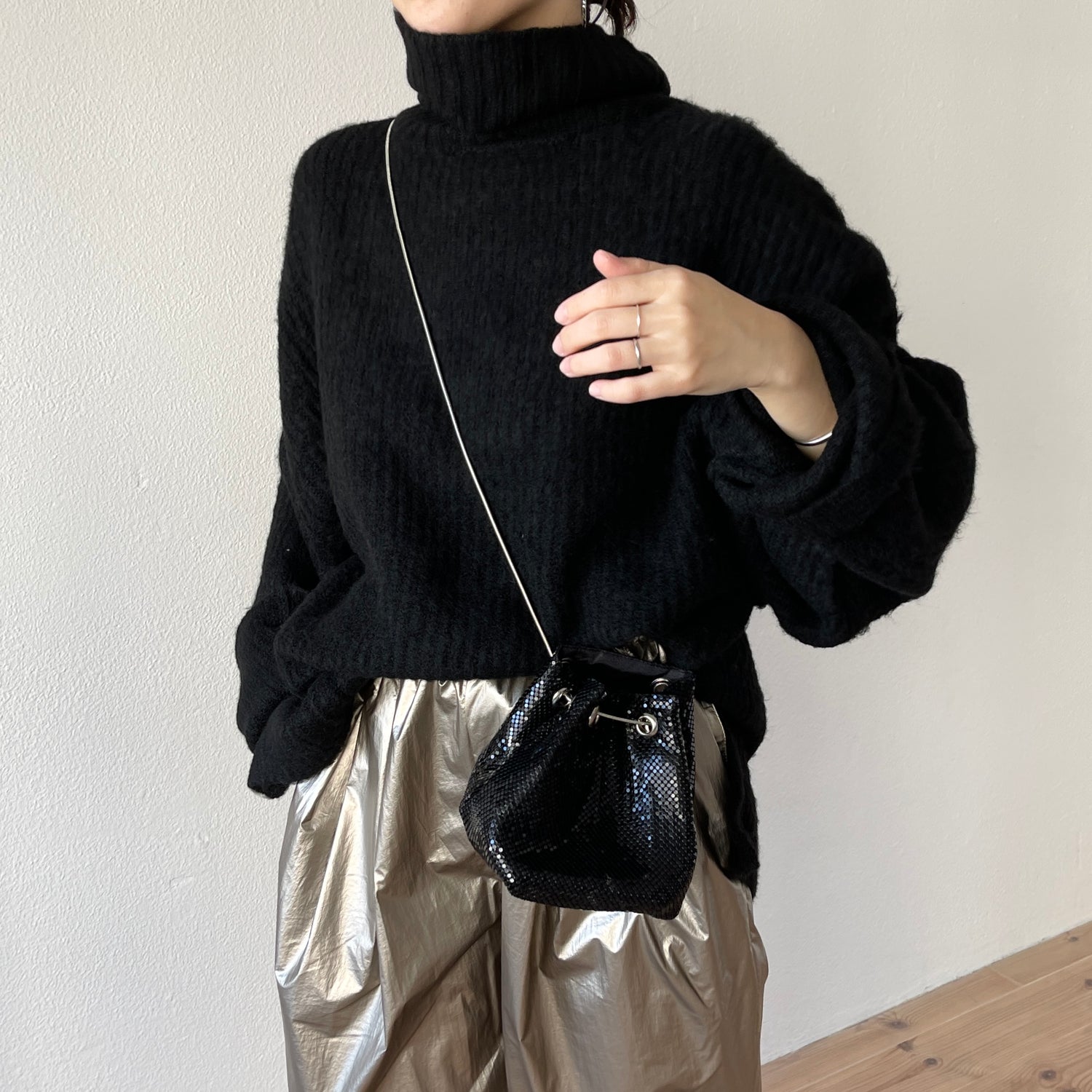 glitter disco mini bag / black