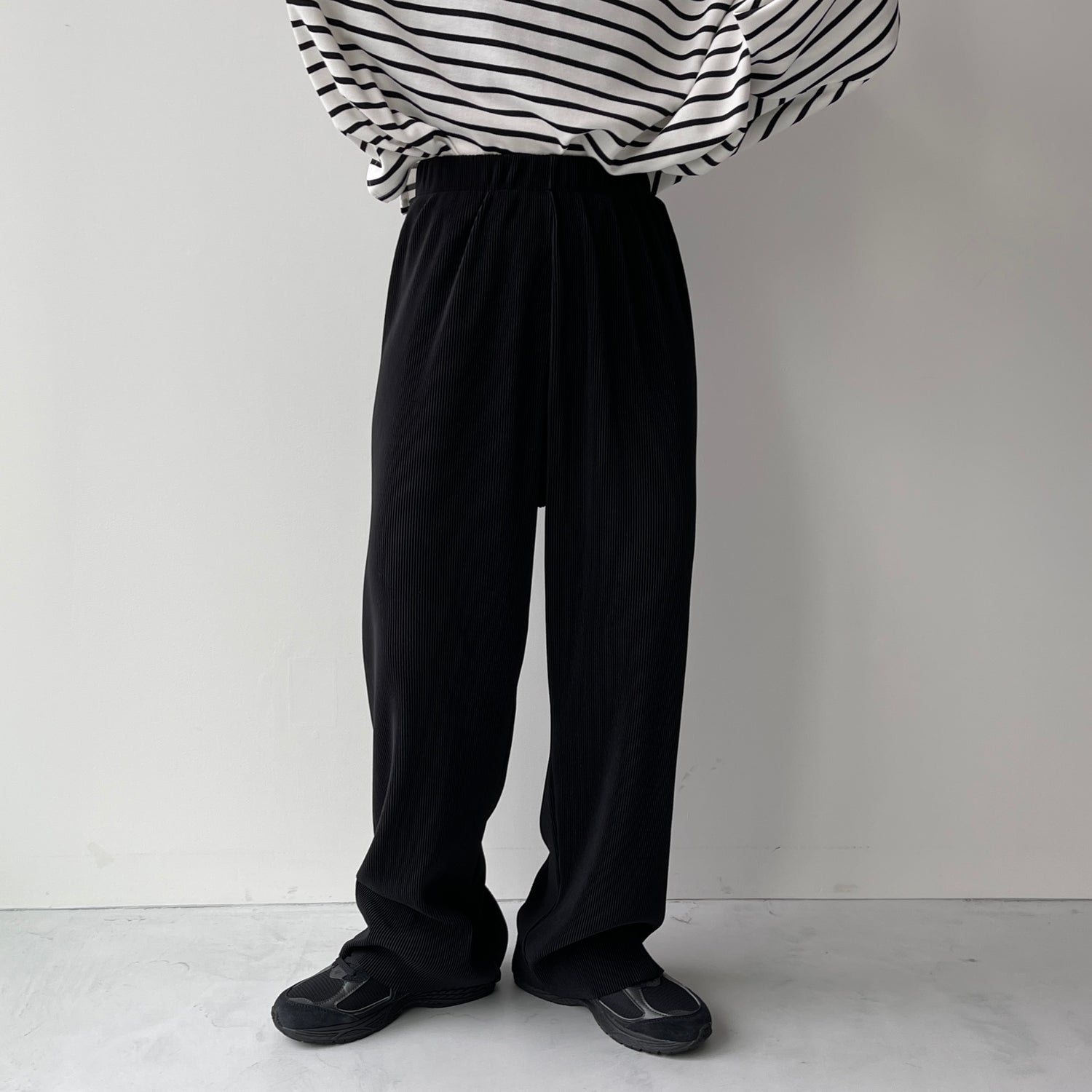 daily daily super stretch pleats wide pants / blue