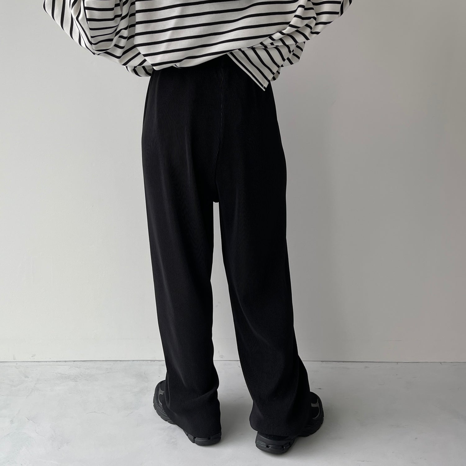 daily daily super stretch pleats wide pants / blue