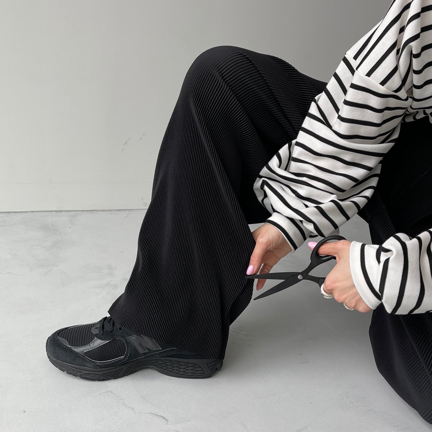 daily daily super stretch pleats wide pants / blue