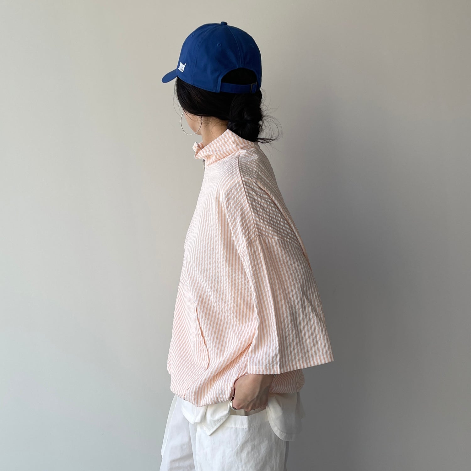 over size half zip holiday PO / blue