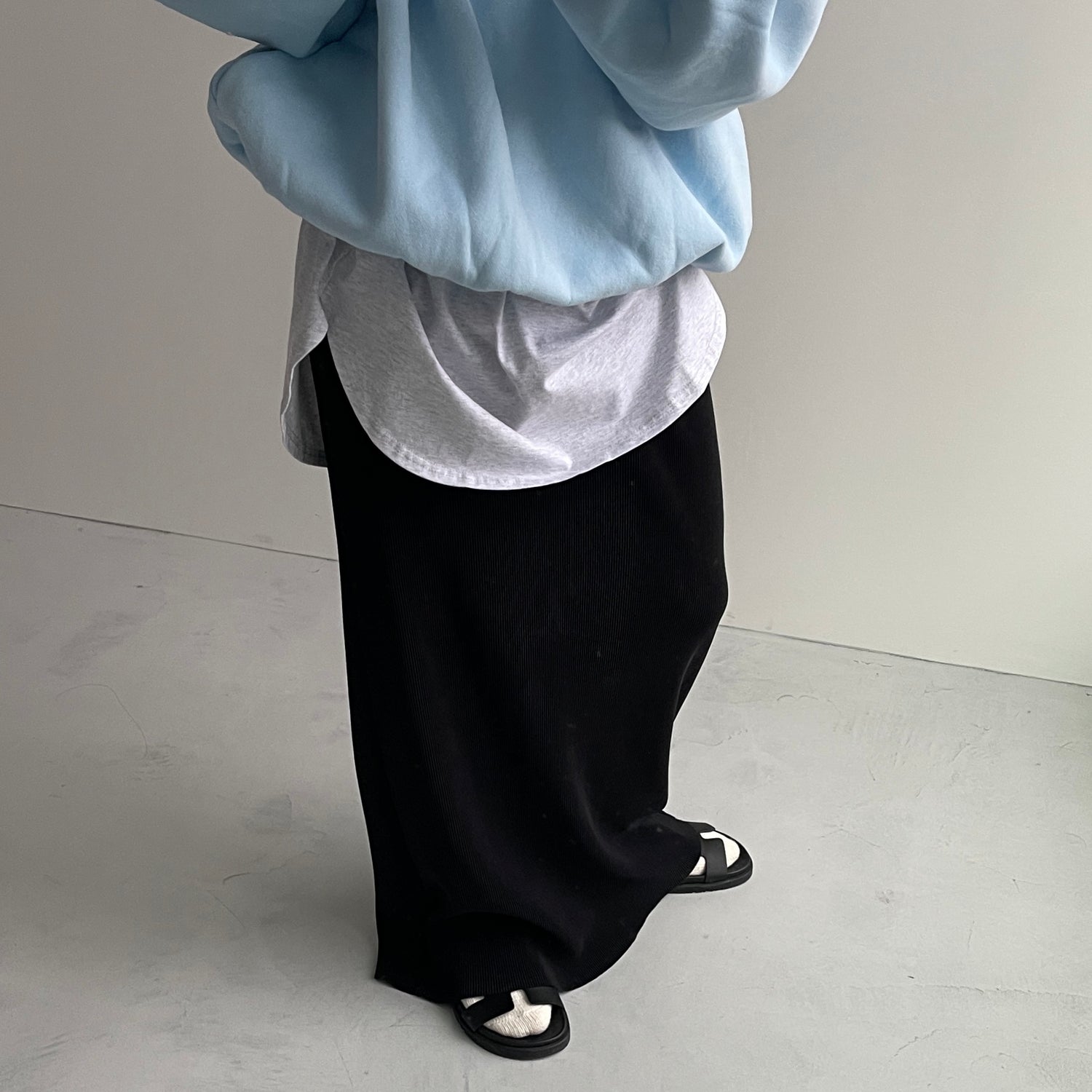 over size volume sleeve sweat / sky blue