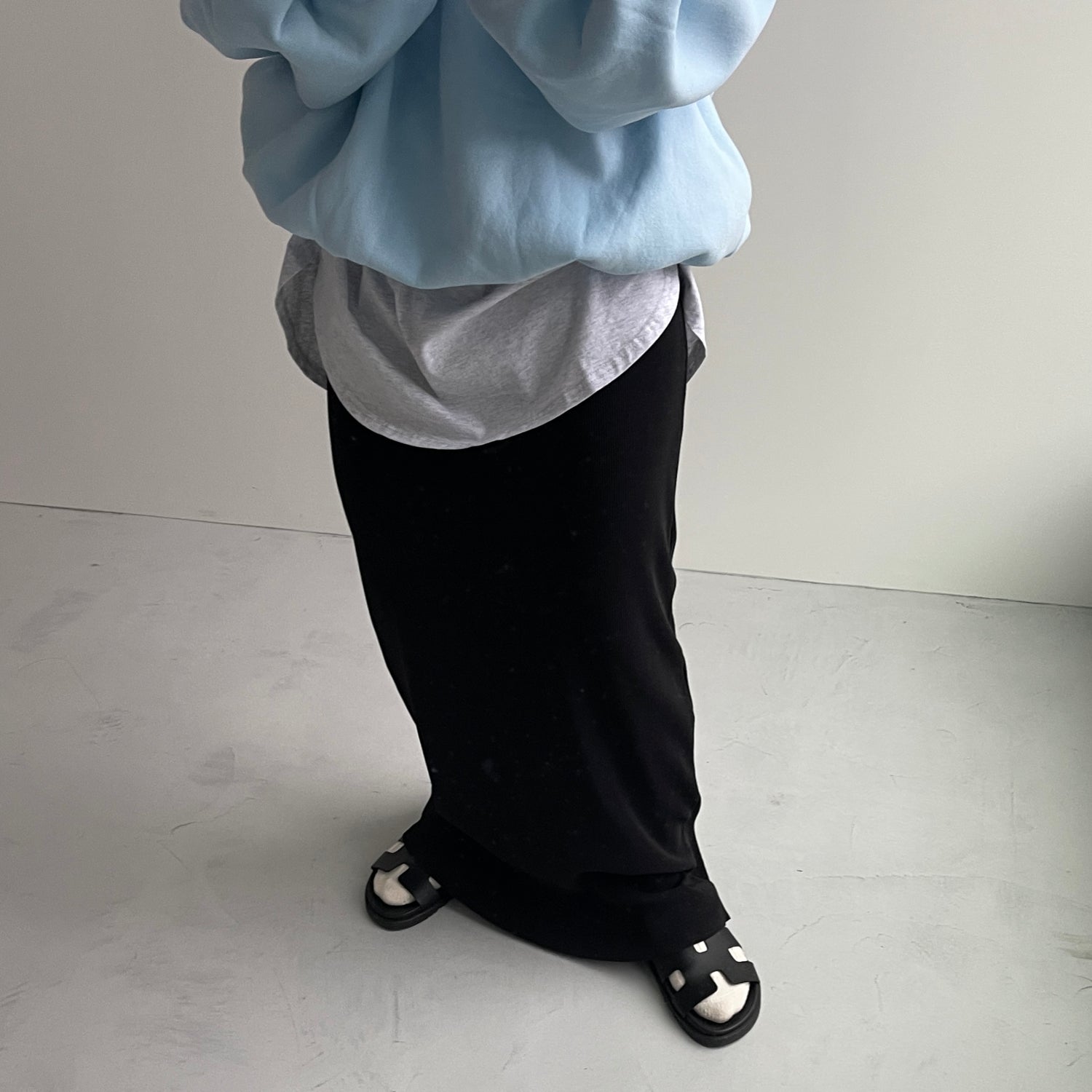 over size volume sleeve sweat / sky blue