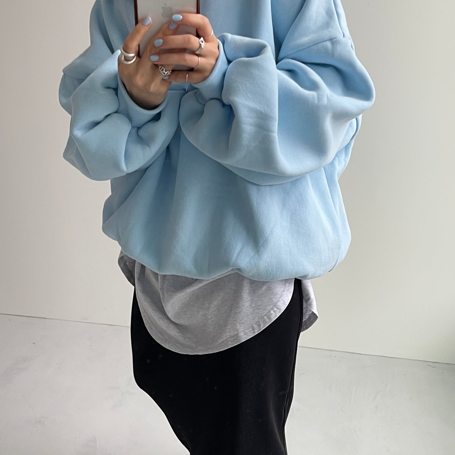 over size volume sleeve sweat / sky blue