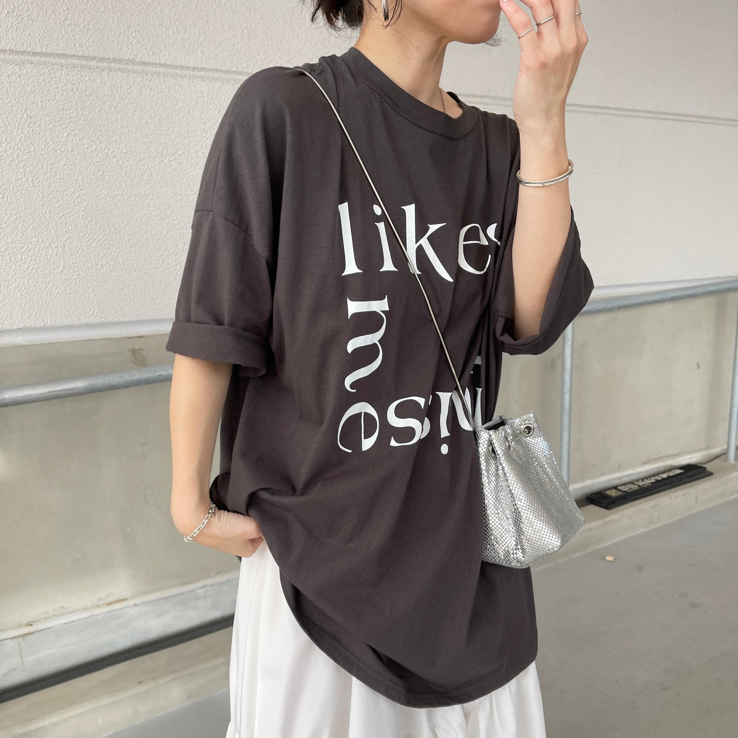 【SAMPLE】over size lettering tee / black