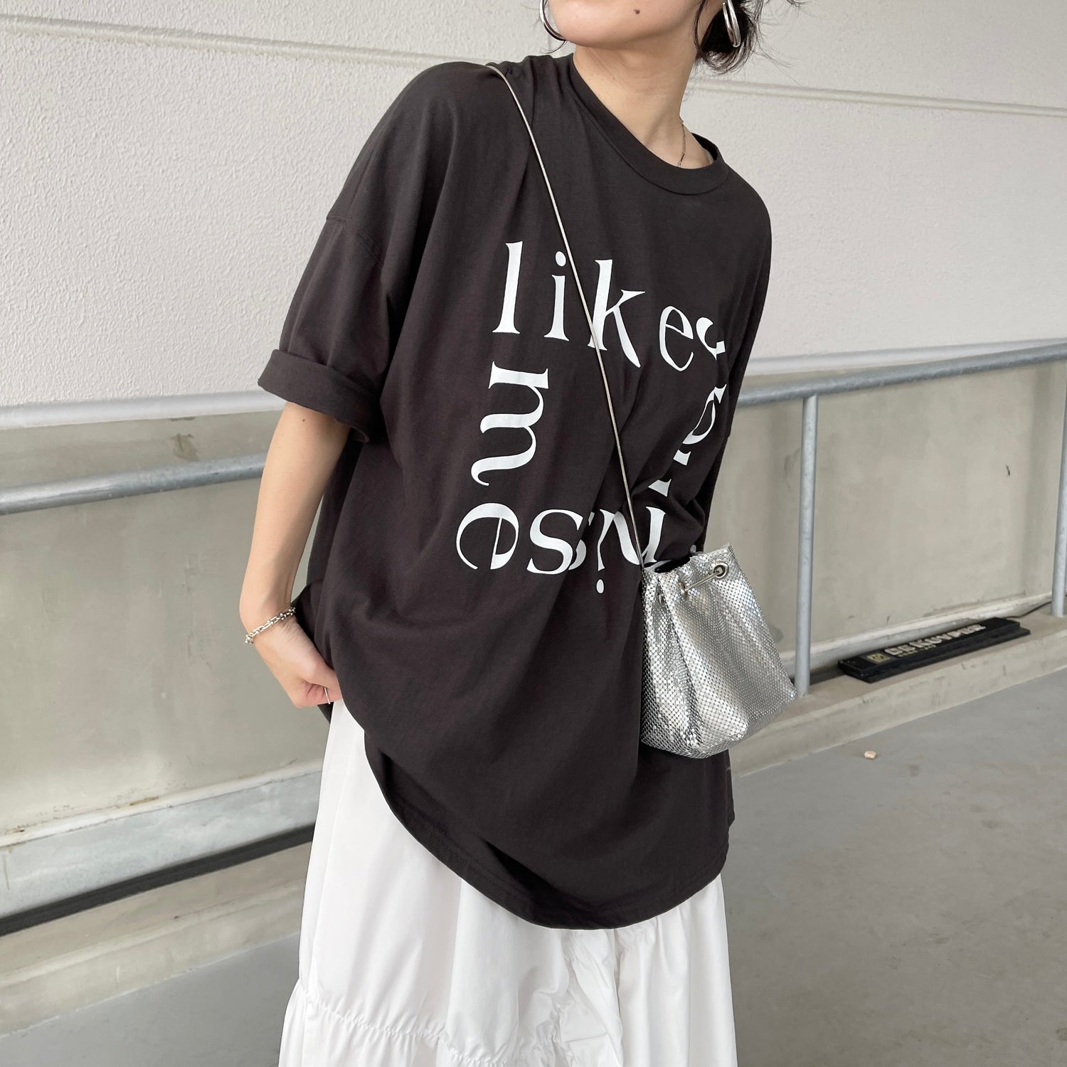 【SAMPLE】over size lettering tee / black