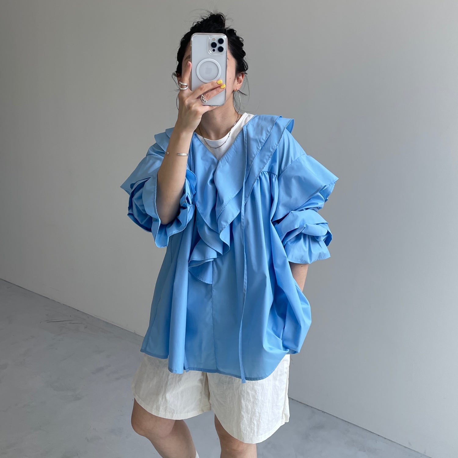 (2点SET) half zip nylon set up / ivory