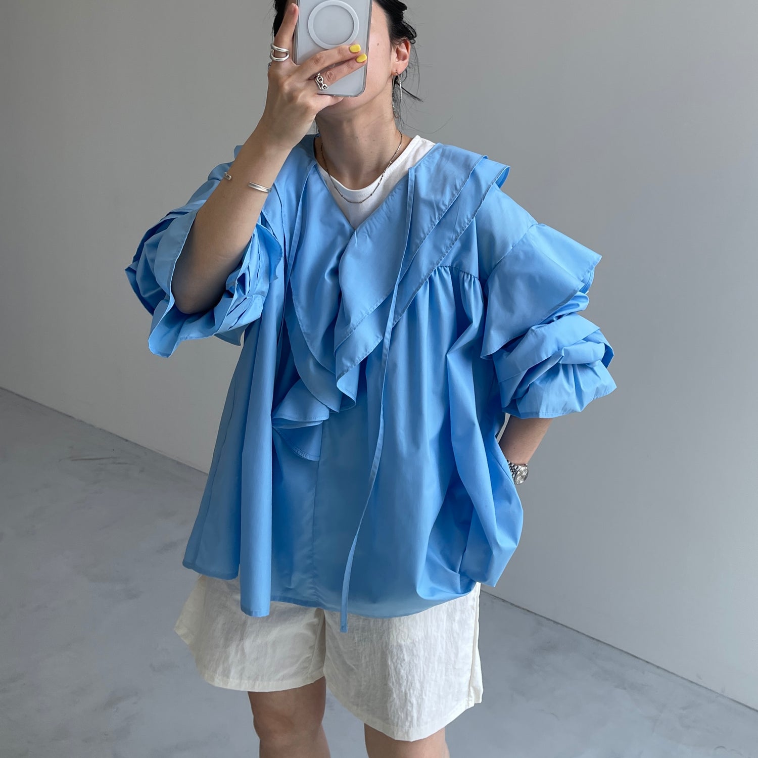 (2点SET) half zip nylon set up / ivory