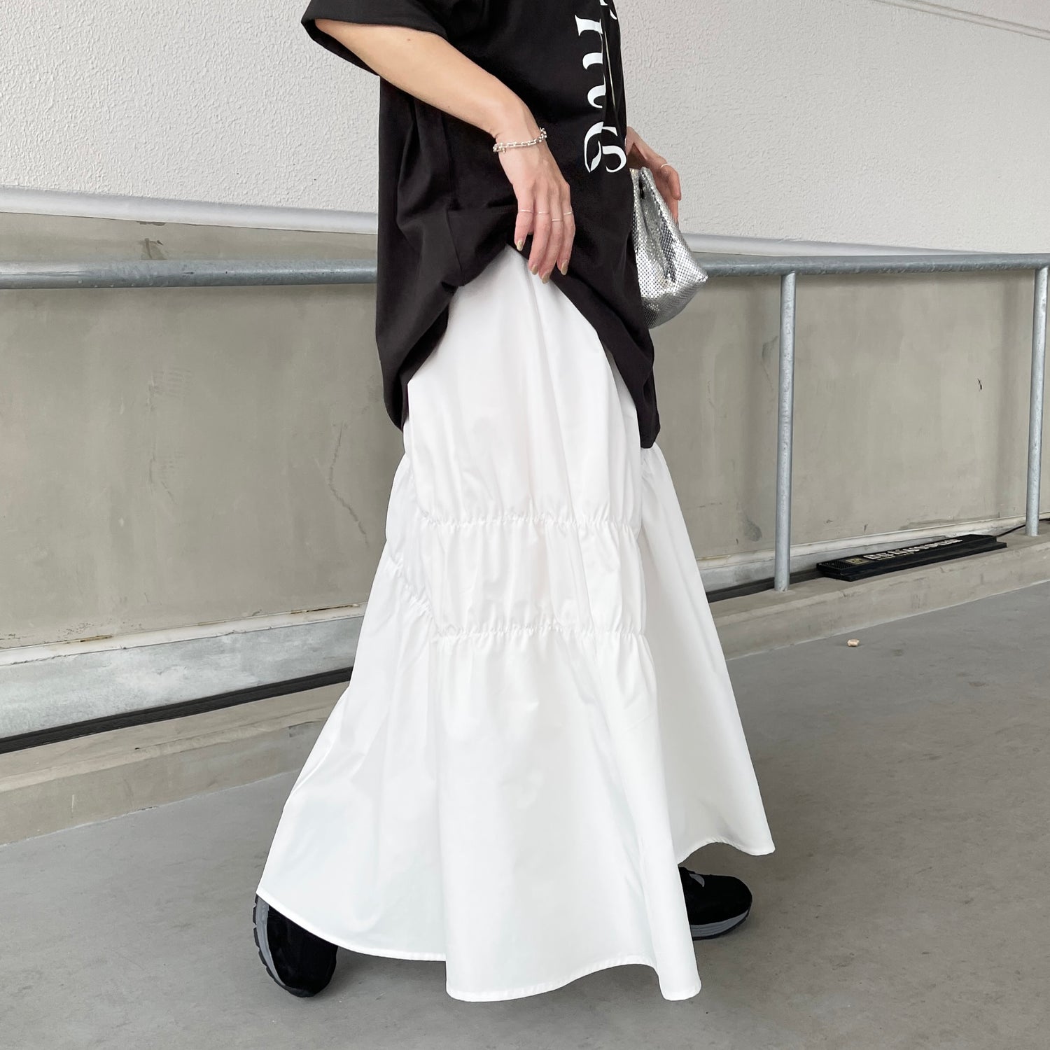 many many gather skirt / white