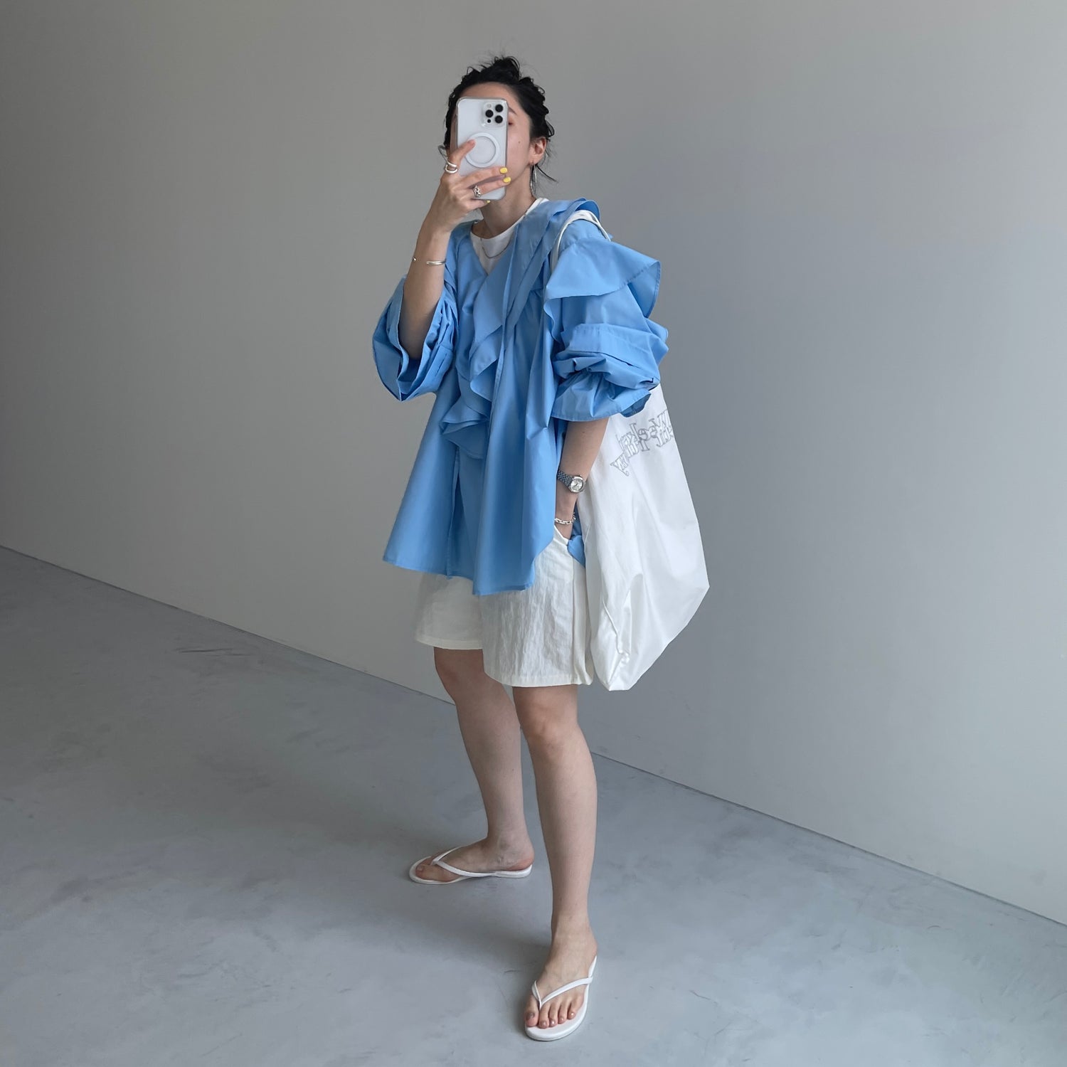 (2点SET) half zip nylon set up / ivory
