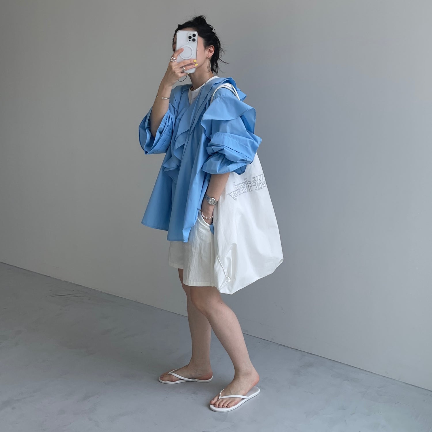 (2点SET) half zip nylon set up / ivory