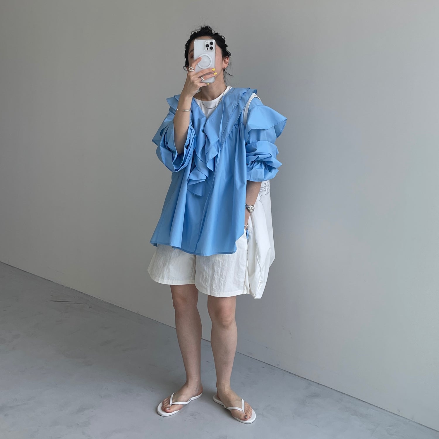 (2点SET) half zip nylon set up / ivory