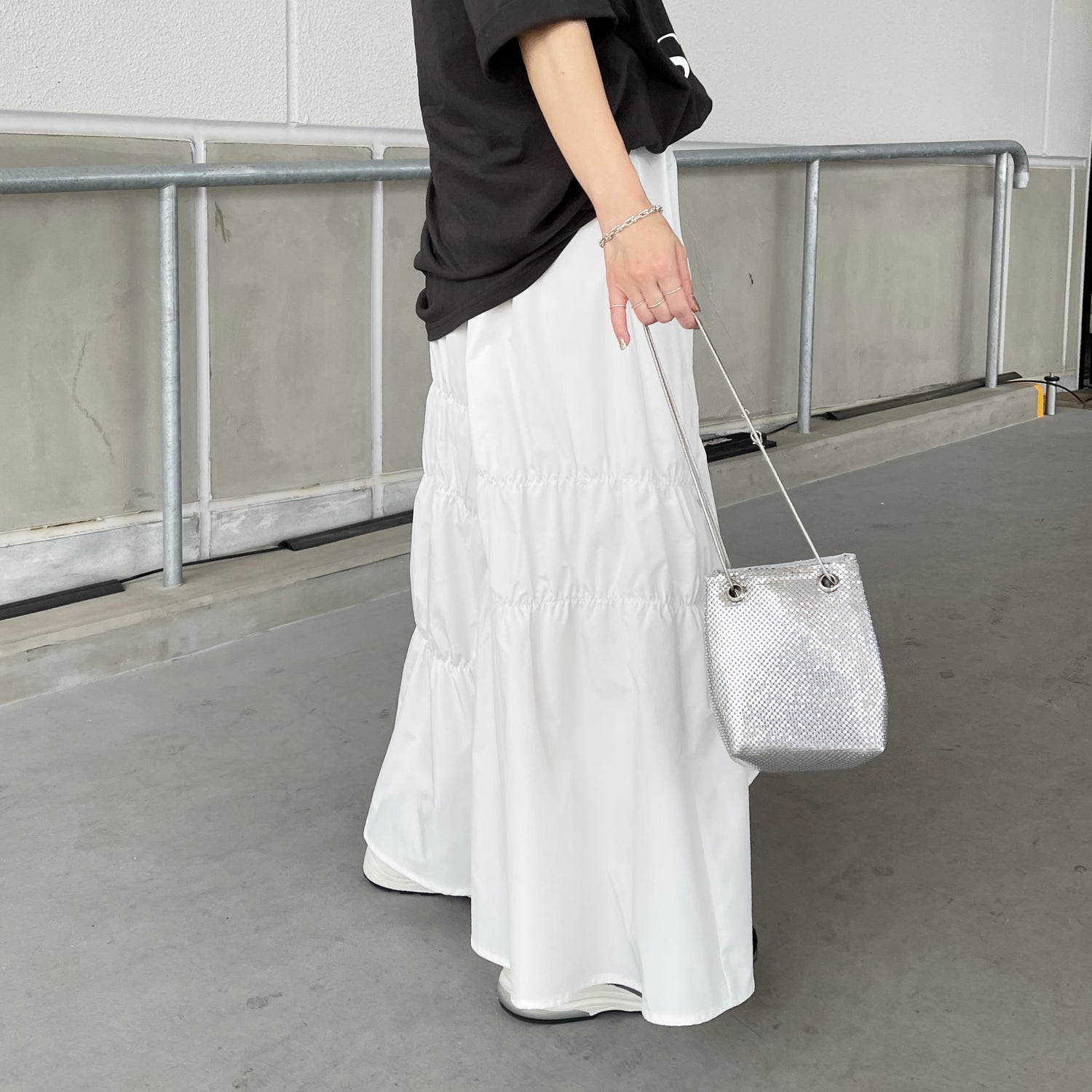 many many gather skirt / white